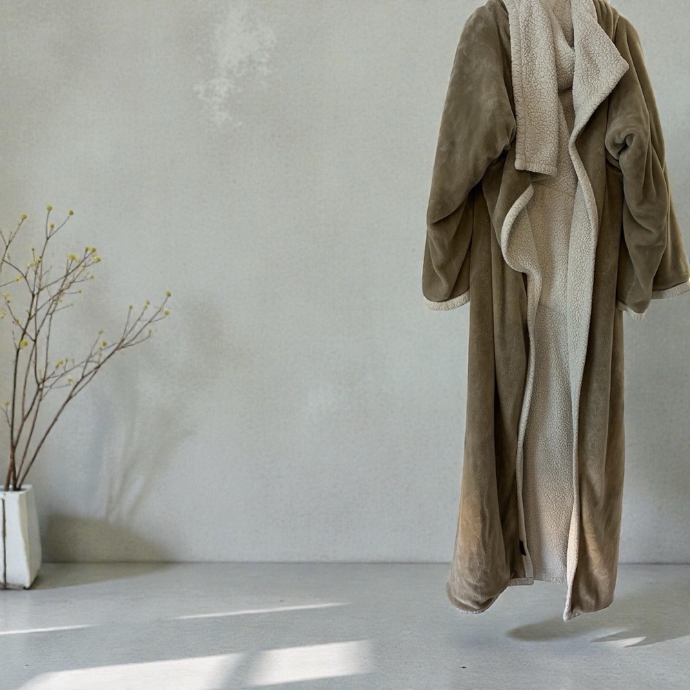 Cozy Tan Fleece Blanket Hoodie